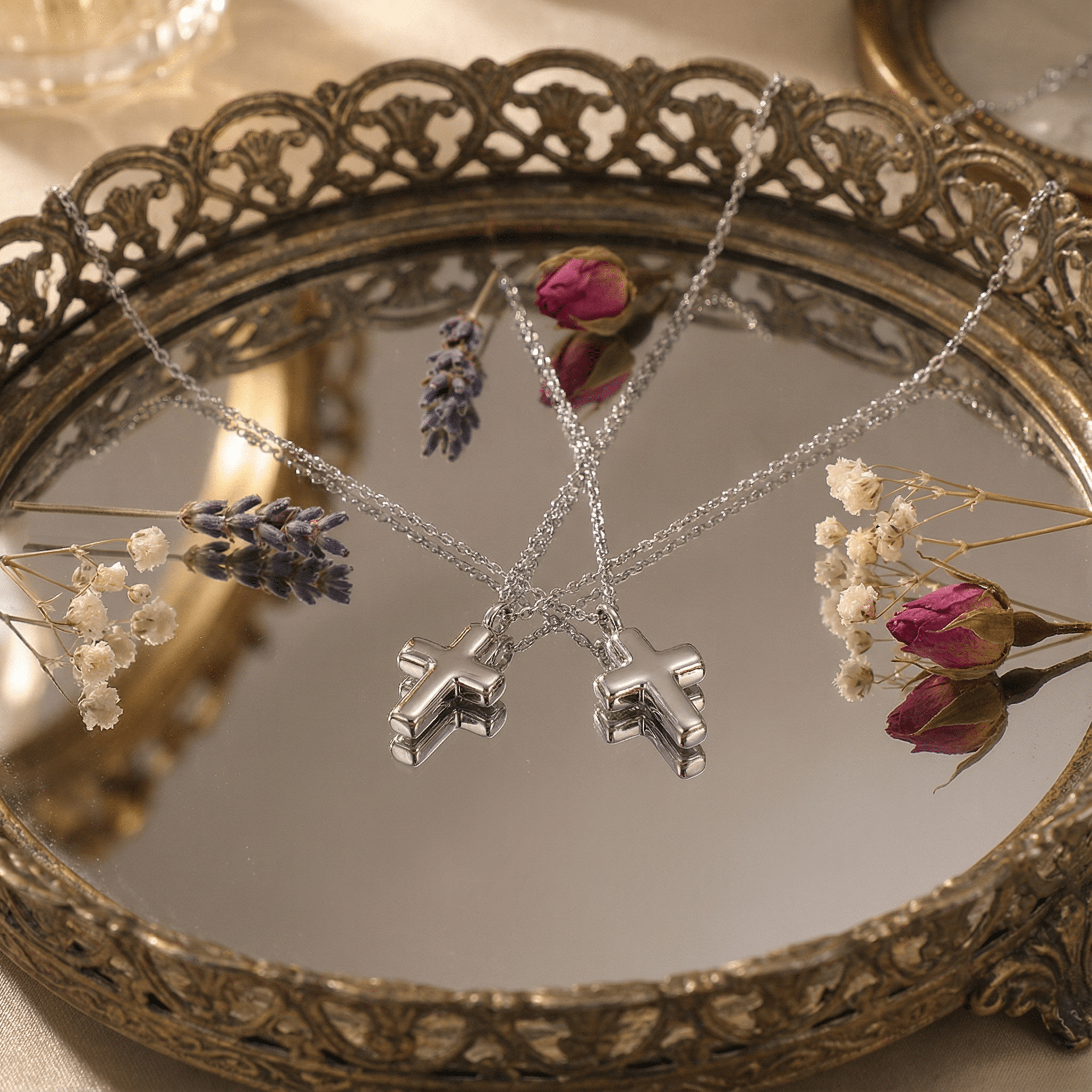 Cross Cremation Necklace | Silver
