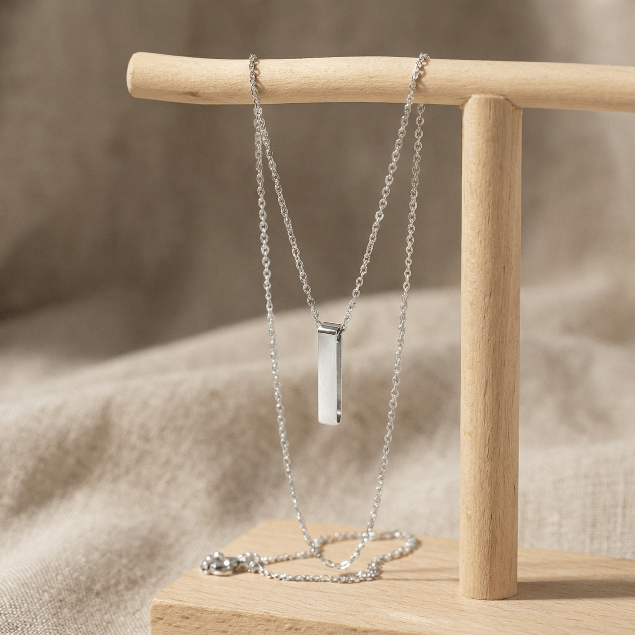Solace Bar Cremation Necklace | Silver