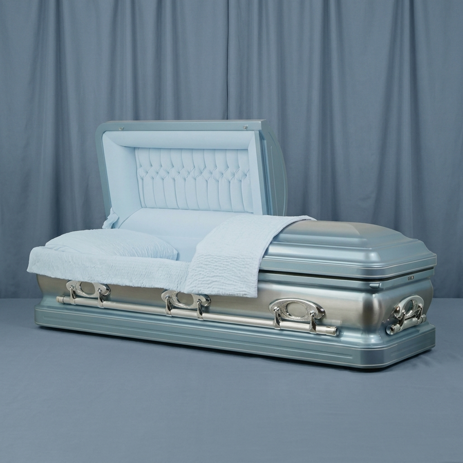 Premier Powder Blue Stainless Casket by Forever Casket