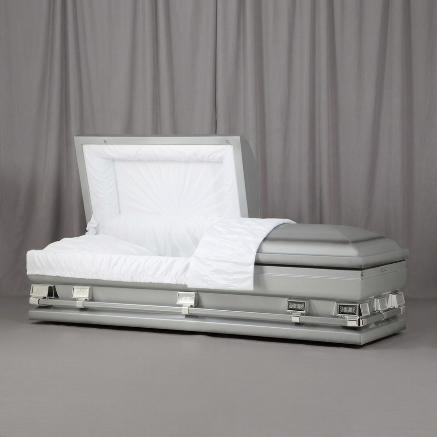 Grand Silver & Gunmetal Oversize Casket by Forever Casket