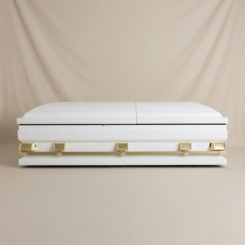 Grand White & Gold Oversize Casket