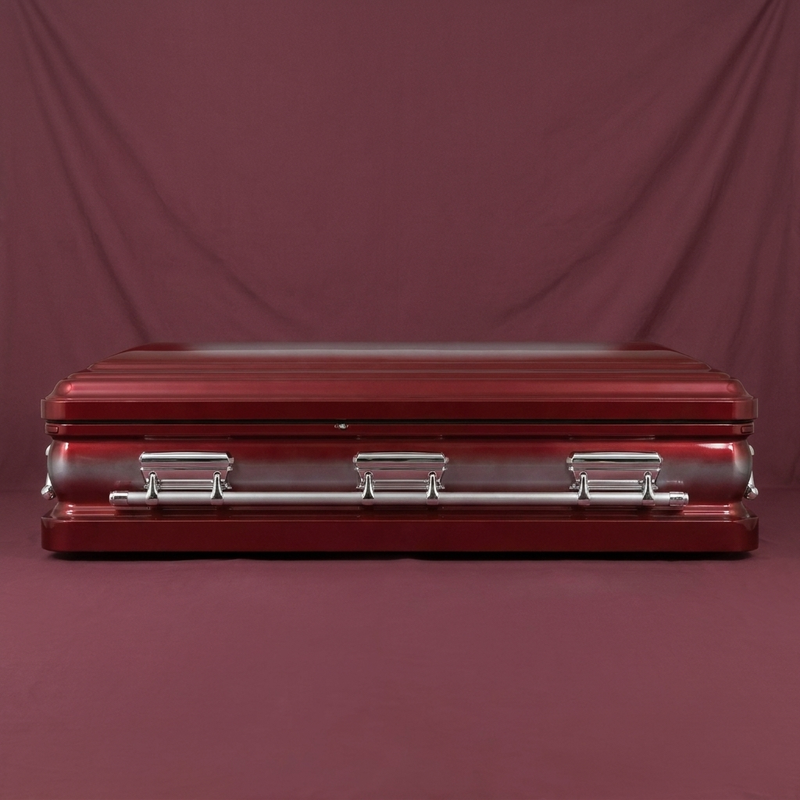 Heirloom Natural & Maroon Casket