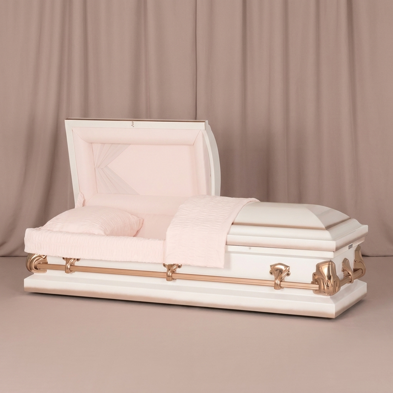 White & Coral Blossom Casket