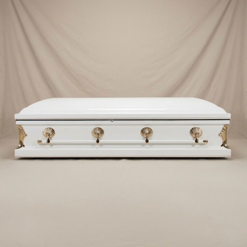 White & Gold Panel Casket