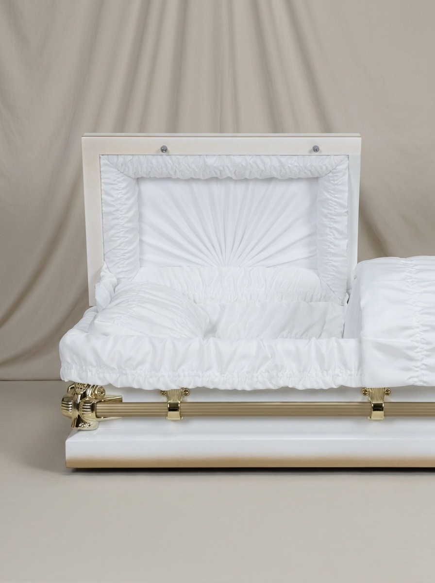 Youth Casket-White & P.Gold