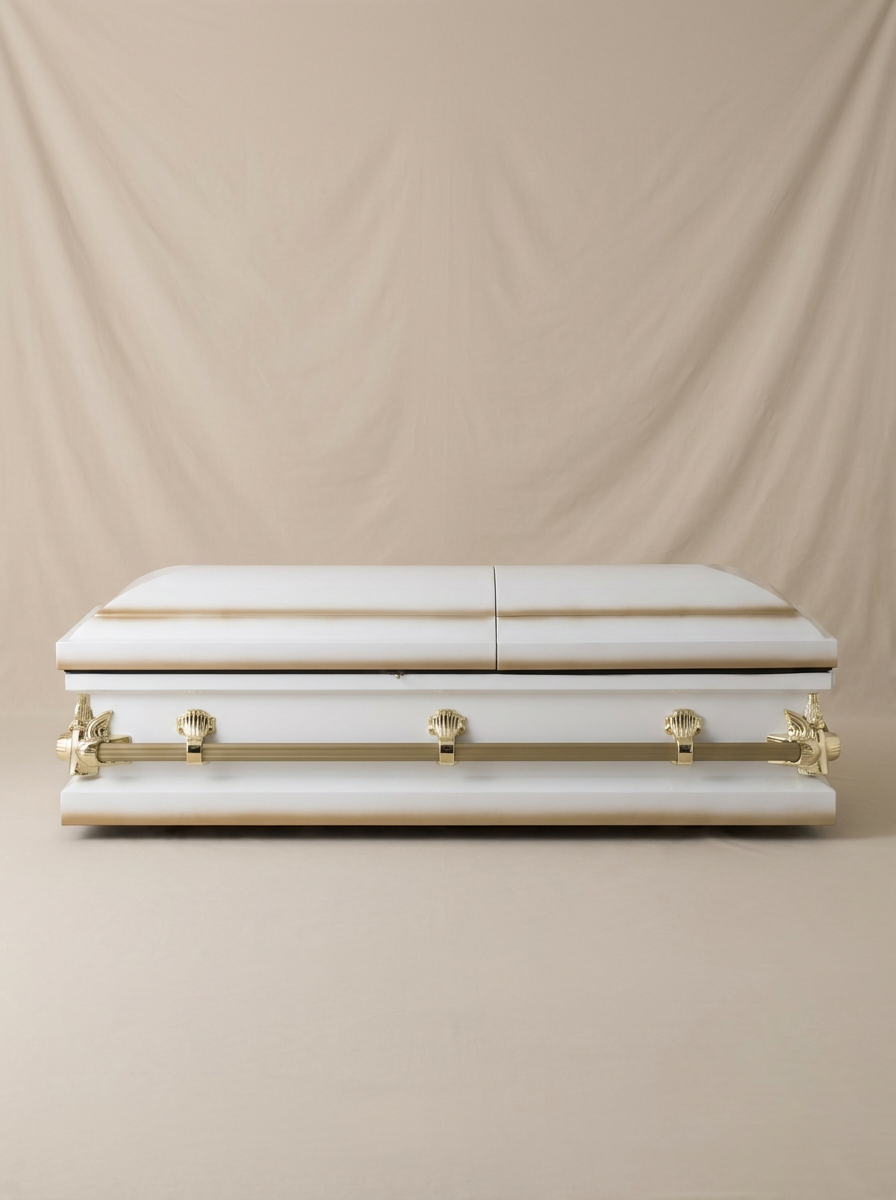 Youth Casket-White & P.Gold