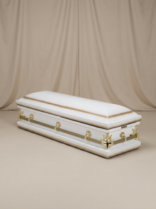 Youth Casket-White & P.Gold