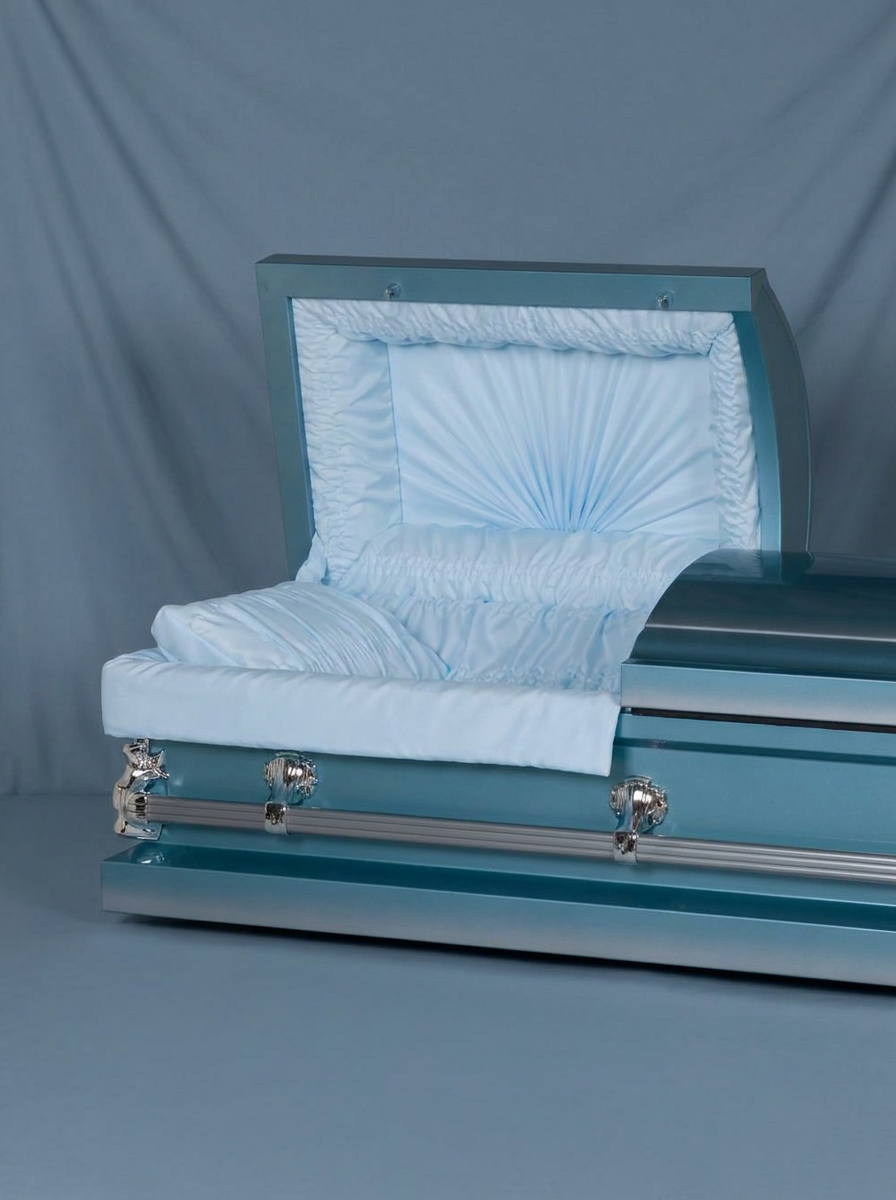 Youth Casket-Blue & Silver