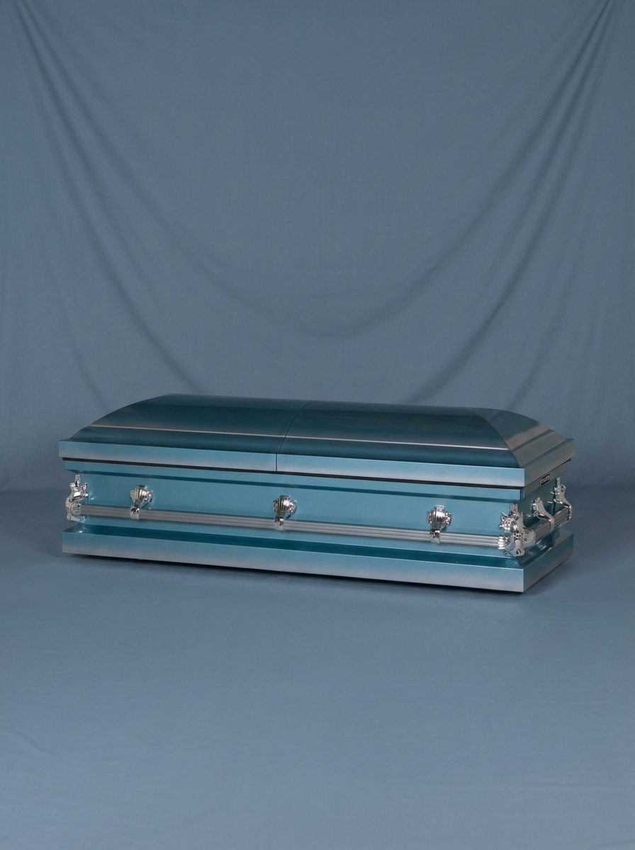 Youth Casket-Blue & Silver