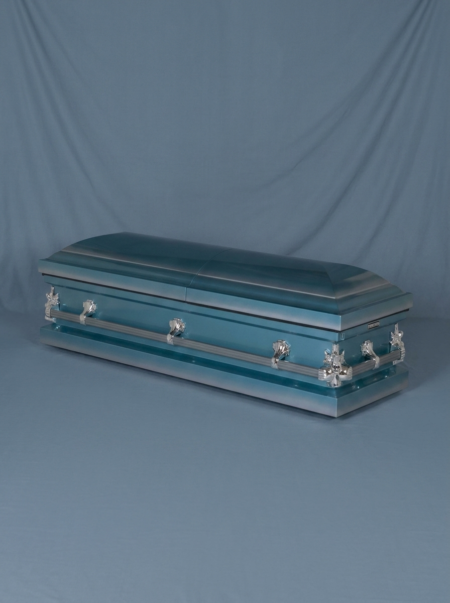 Youth Casket-Blue & Silver