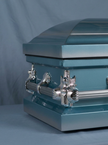 Youth Casket-Blue & Silver