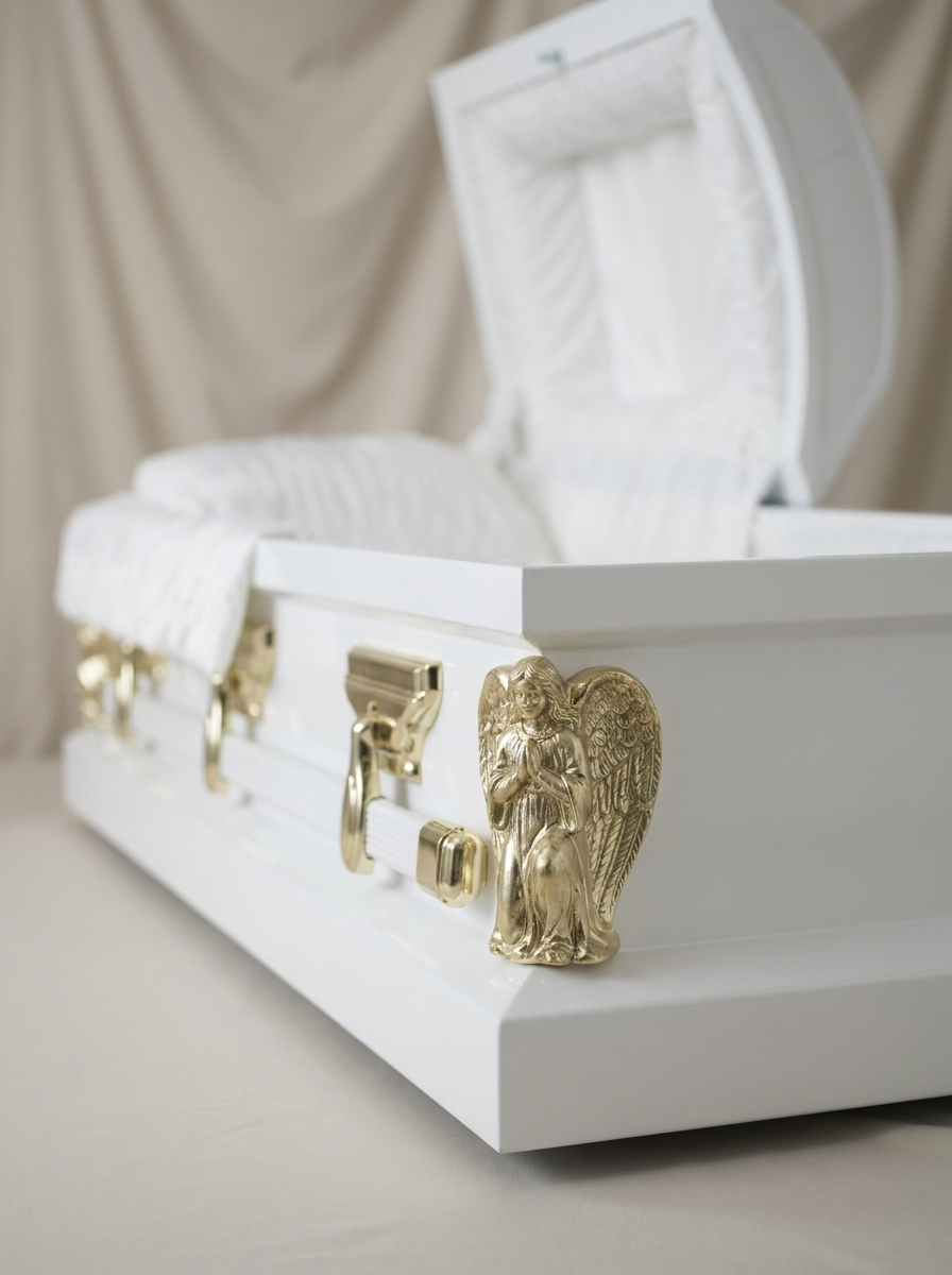 Youth Casket-White & Gold