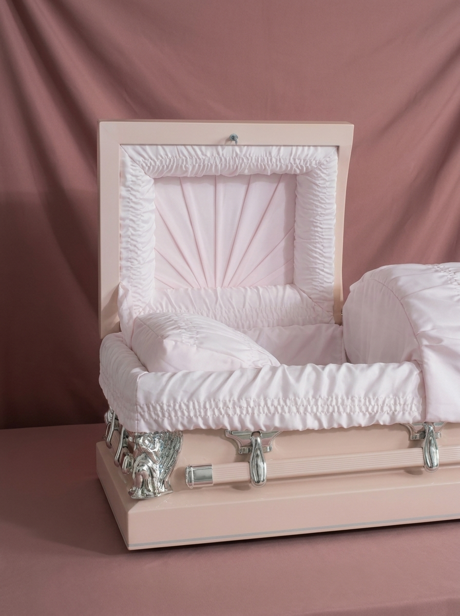 Youth Casket-Pink & Silver Pinstripe
