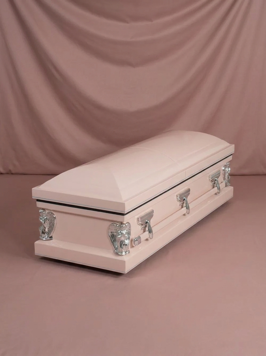 Youth Casket-Pink & Silver Pinstripe