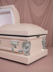 Youth Casket-Pink & Silver Pinstripe