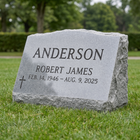 Slant Headstone 24×10×18 in Georgia Gray granite — representative image, engraved to your approved proof