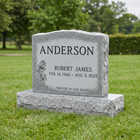 Single Upright Headstone 24×6×20 in Georgia Gray granite — representative image, engraved to your approved proof