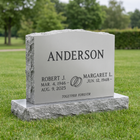 Companion Upright Headstone 36×6×20 in Georgia Gray granite — representative image, engraved to your approved proof