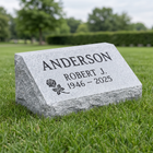 Small Bevel Marker 16×8 in Georgia Gray granite — representative image, engraved to your approved proof