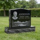 Single Upright Headstone 24×6×20 in Jet Black granite — representative image, engraved to your approved proof