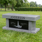 Cremation Memorial Bench 36" in Super Gray granite — representative image, engraved to your approved proof