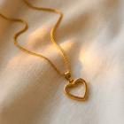 Hollow Heart Pendant Necklace | Gold