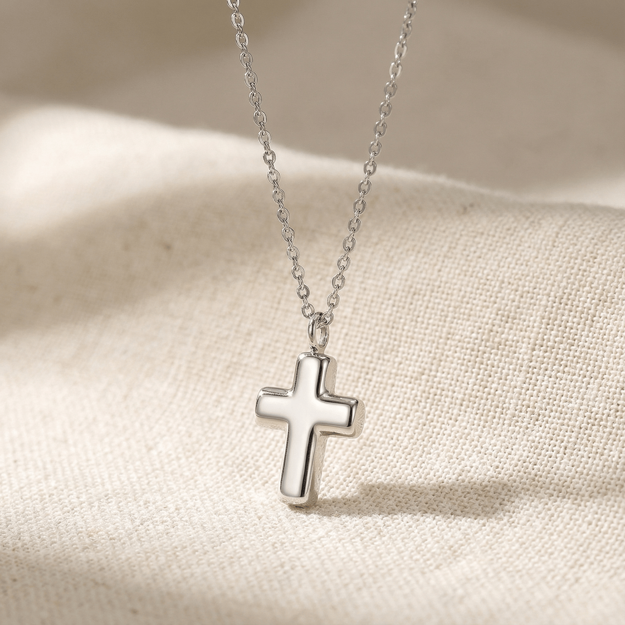 Cross Cremation Necklace | Silver