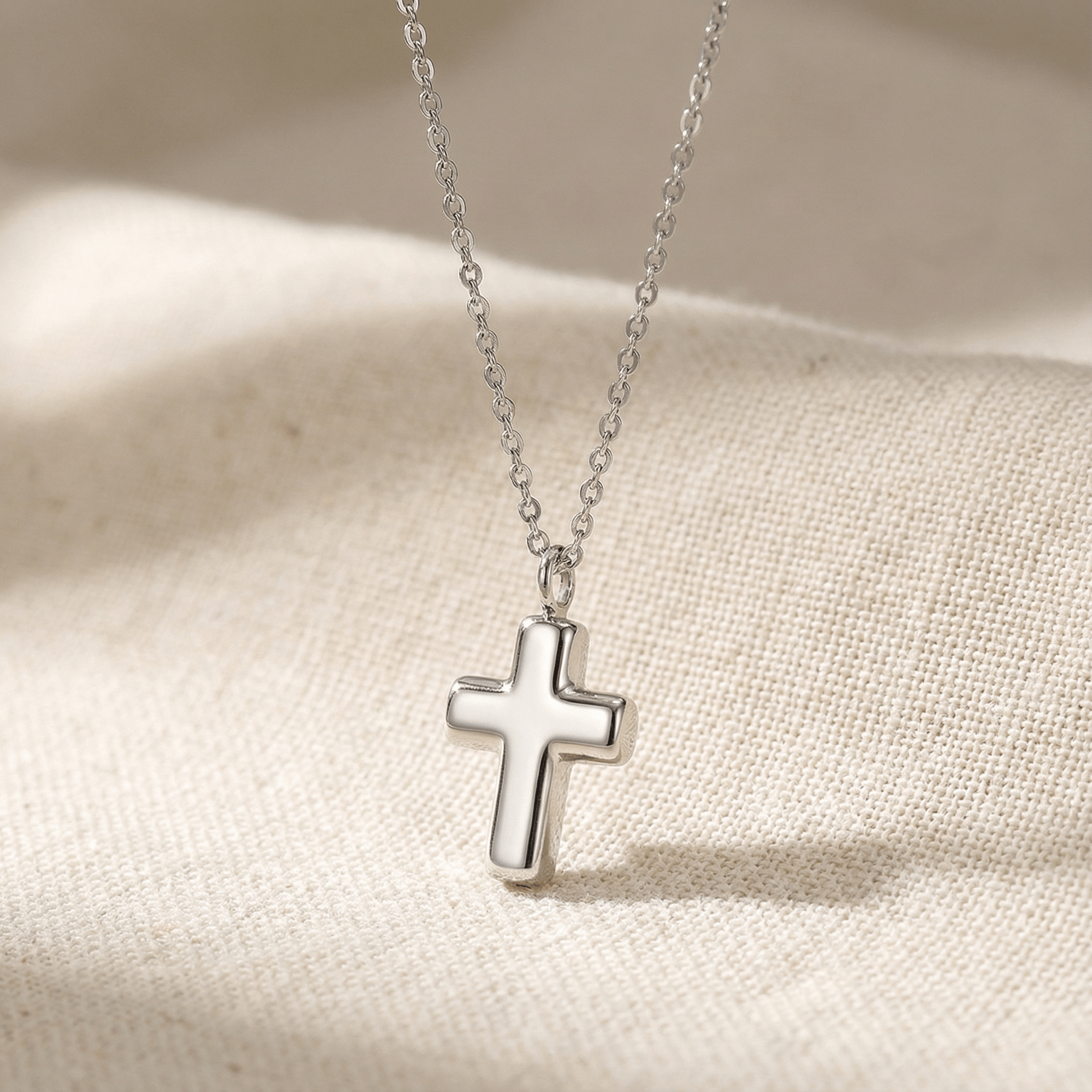 Cross Cremation Necklace | Silver