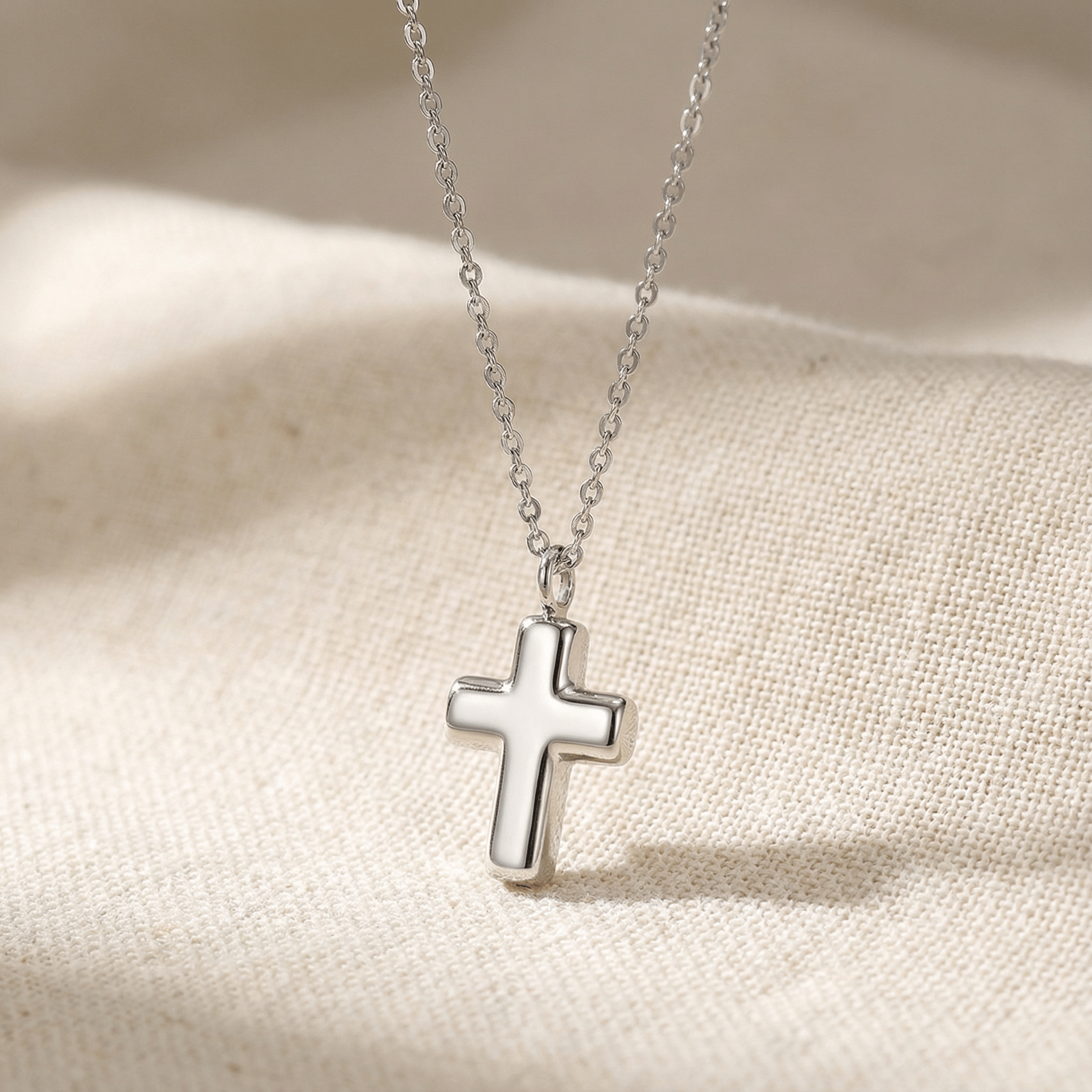 Cross Cremation Necklace | Silver
