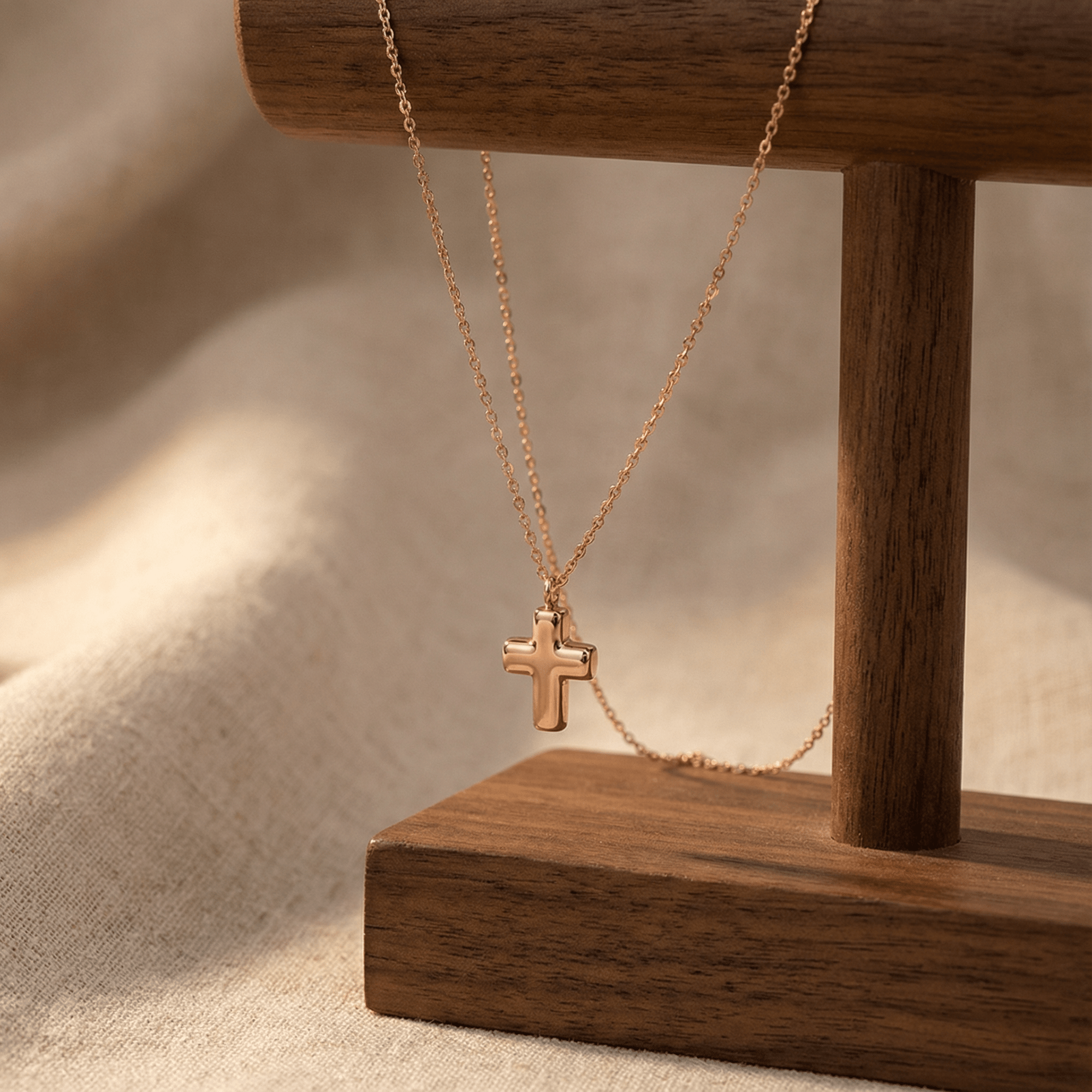 Cross Cremation Necklace | Rose Gold