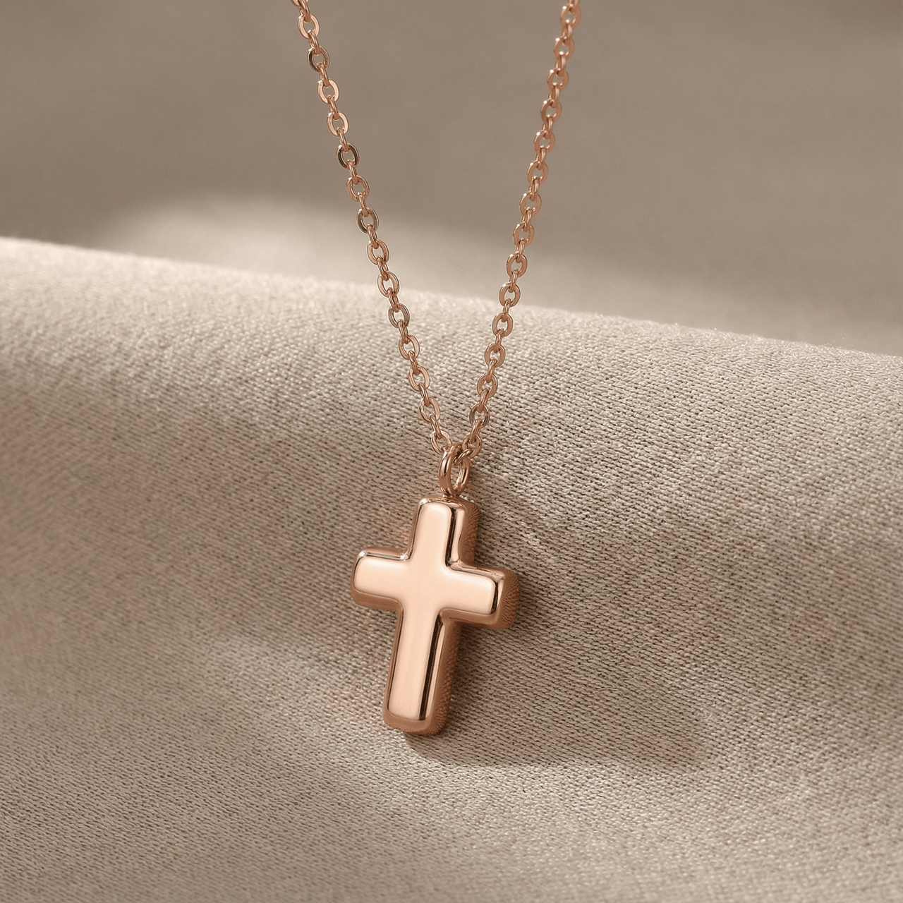 Cross Cremation Necklace | Rose Gold