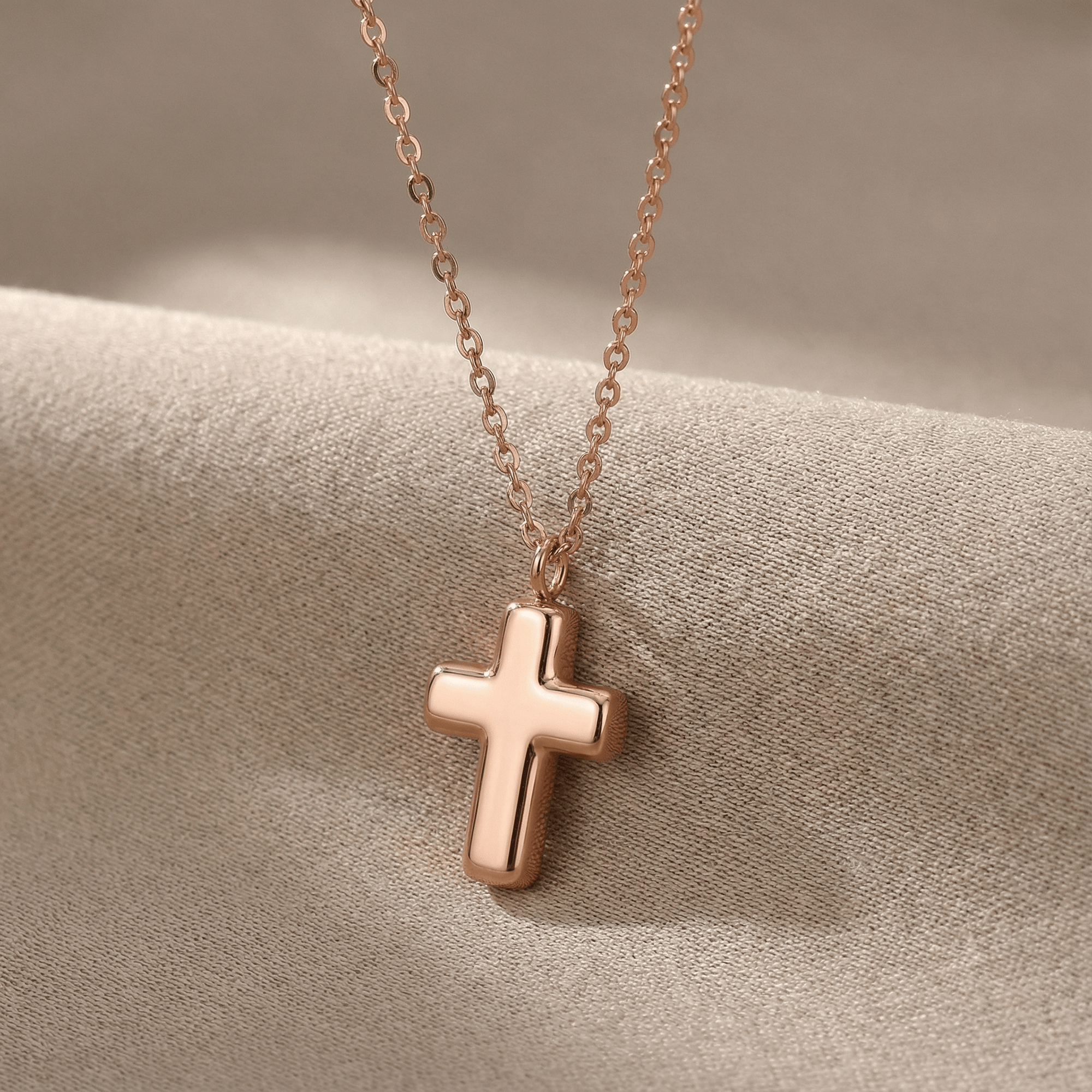 Cross Cremation Necklace | Rose Gold