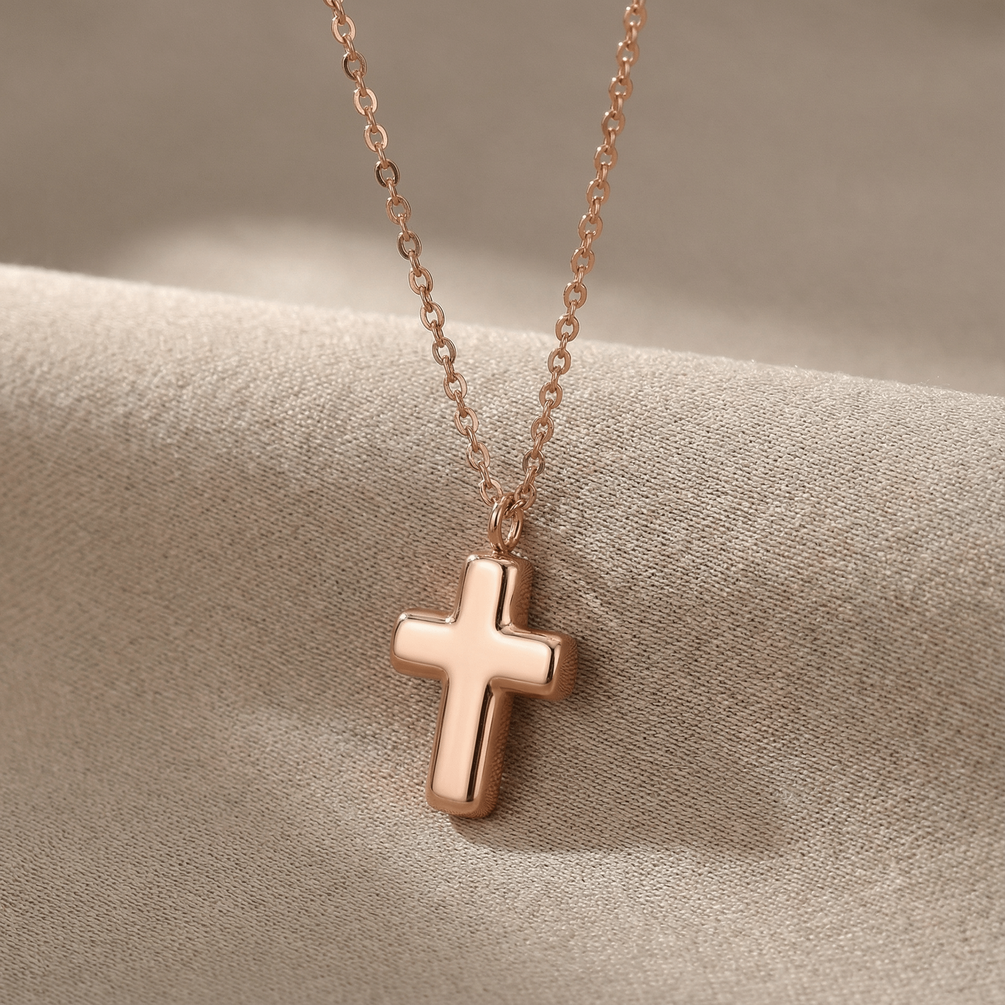 Cross Cremation Necklace | Rose Gold