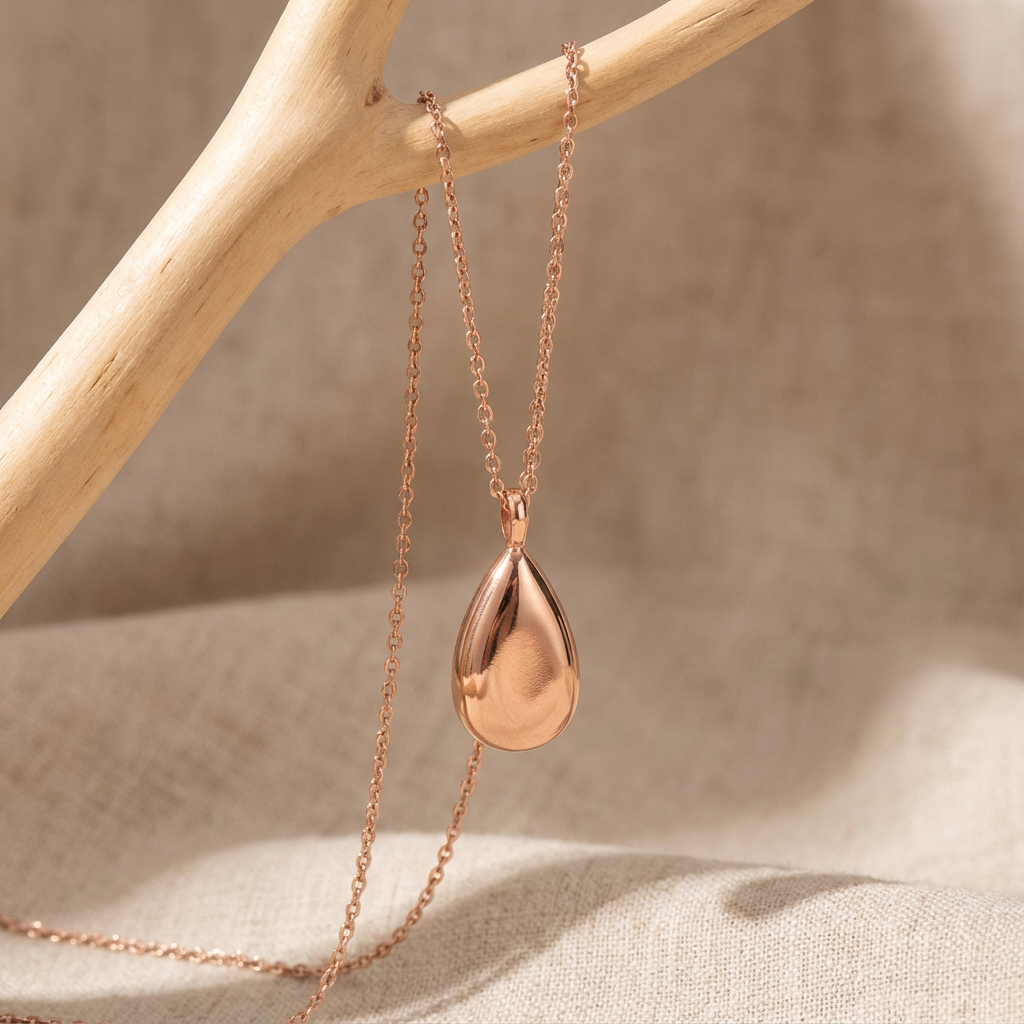 Arden Drop Cremation Necklace | Rose Gold