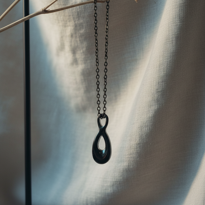 Infinity Cremation Pendant Necklace | Black