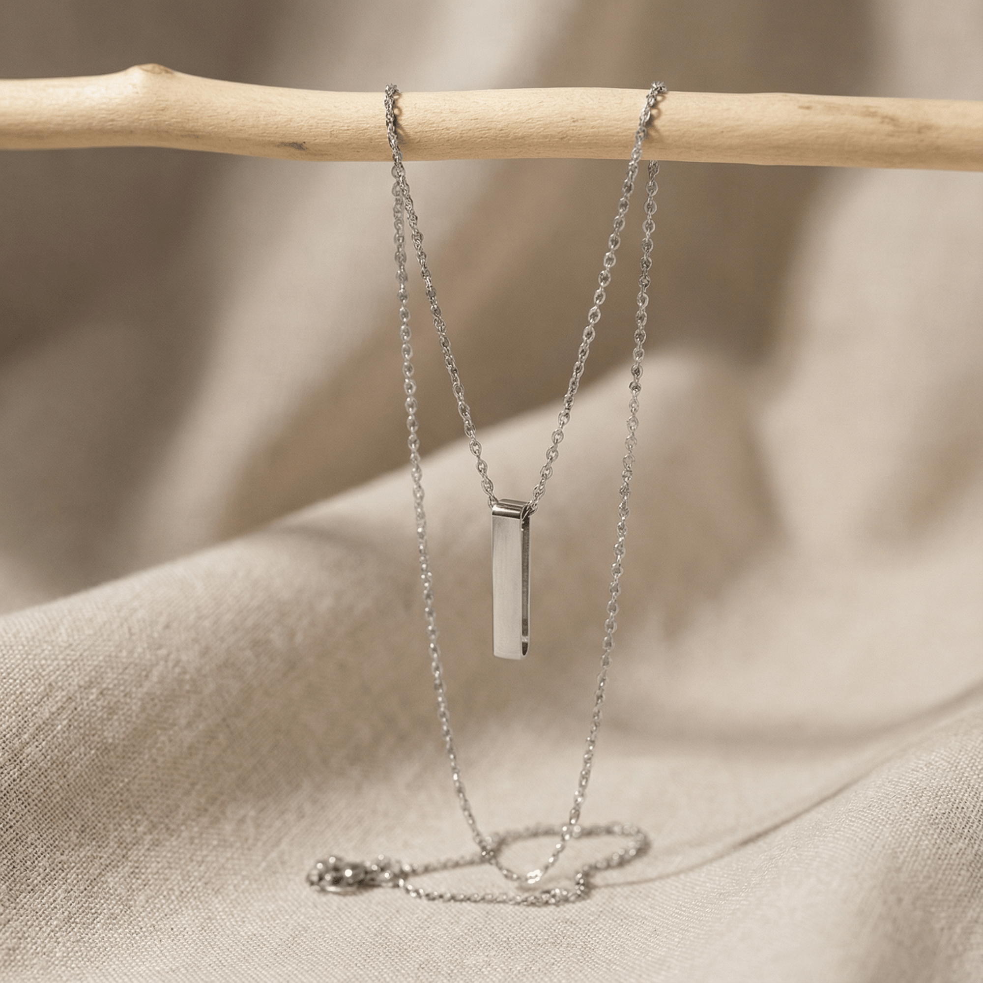 Solace Bar Cremation Necklace | Silver