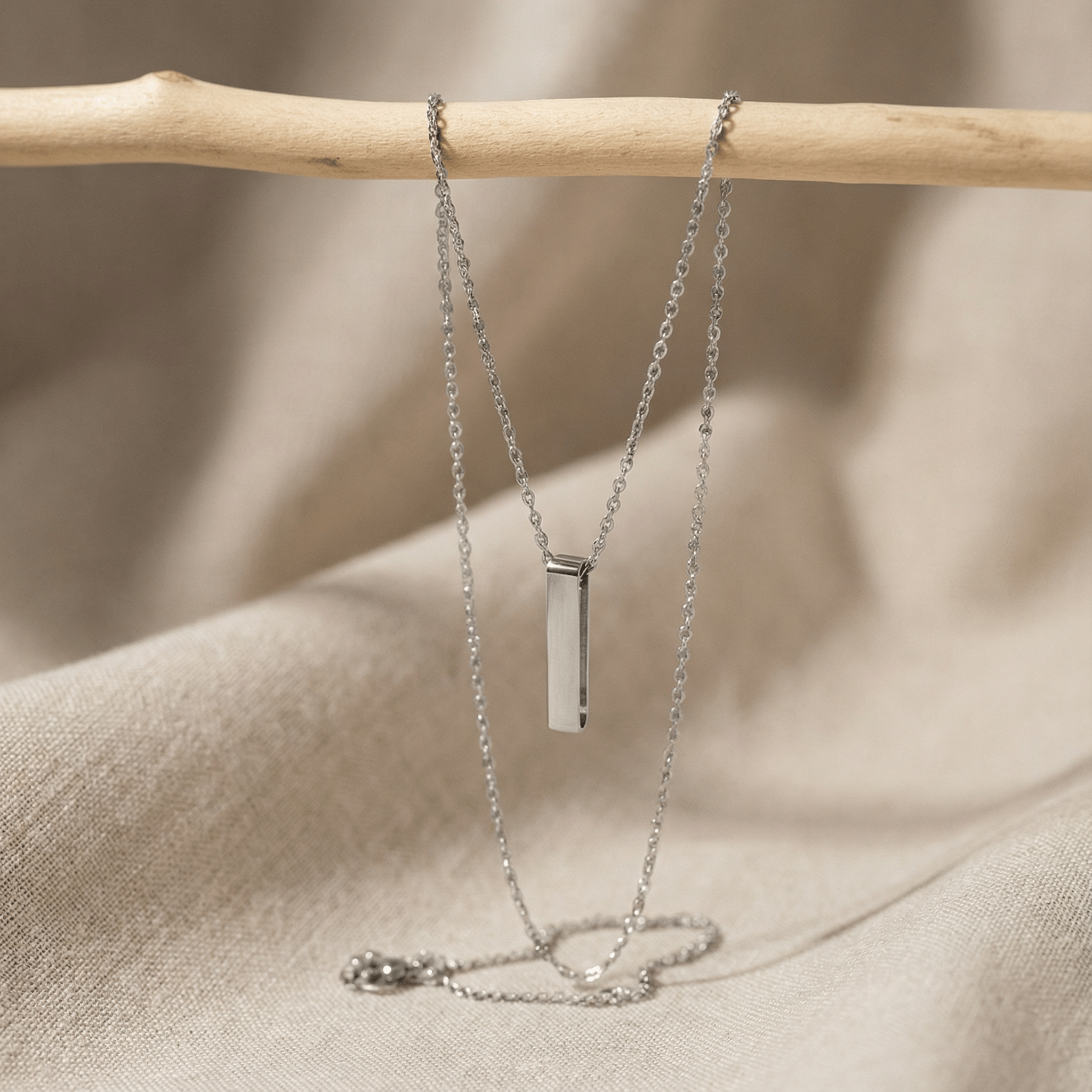 Solace Bar Cremation Necklace | Silver