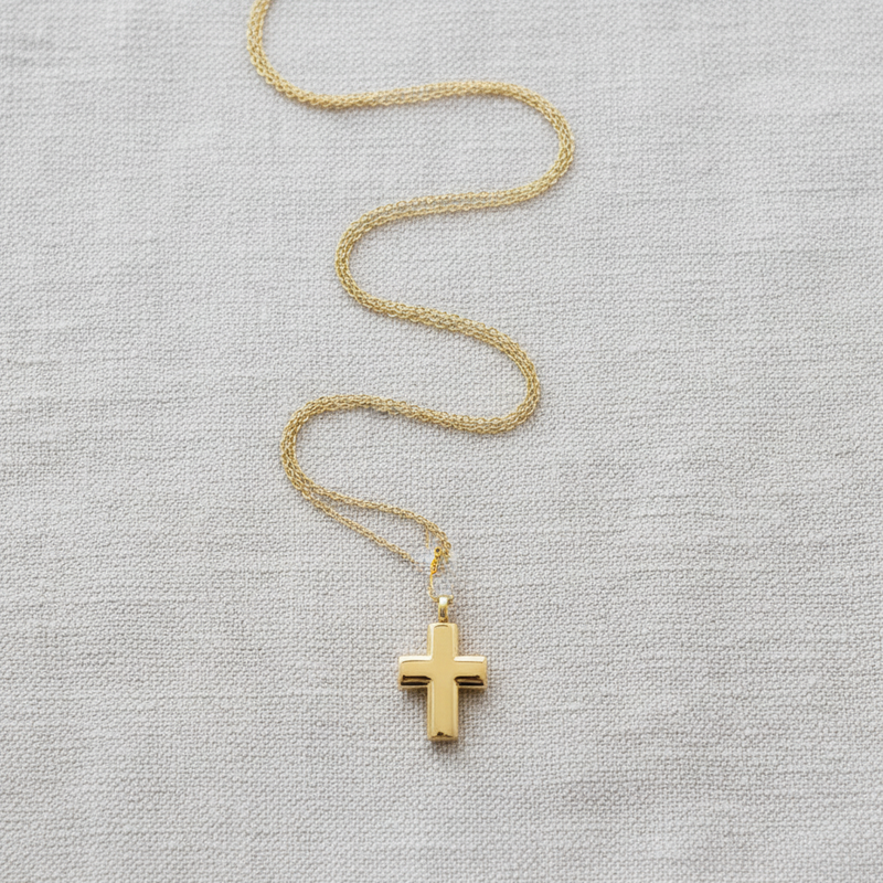 Cross Cremation Necklace | Gold