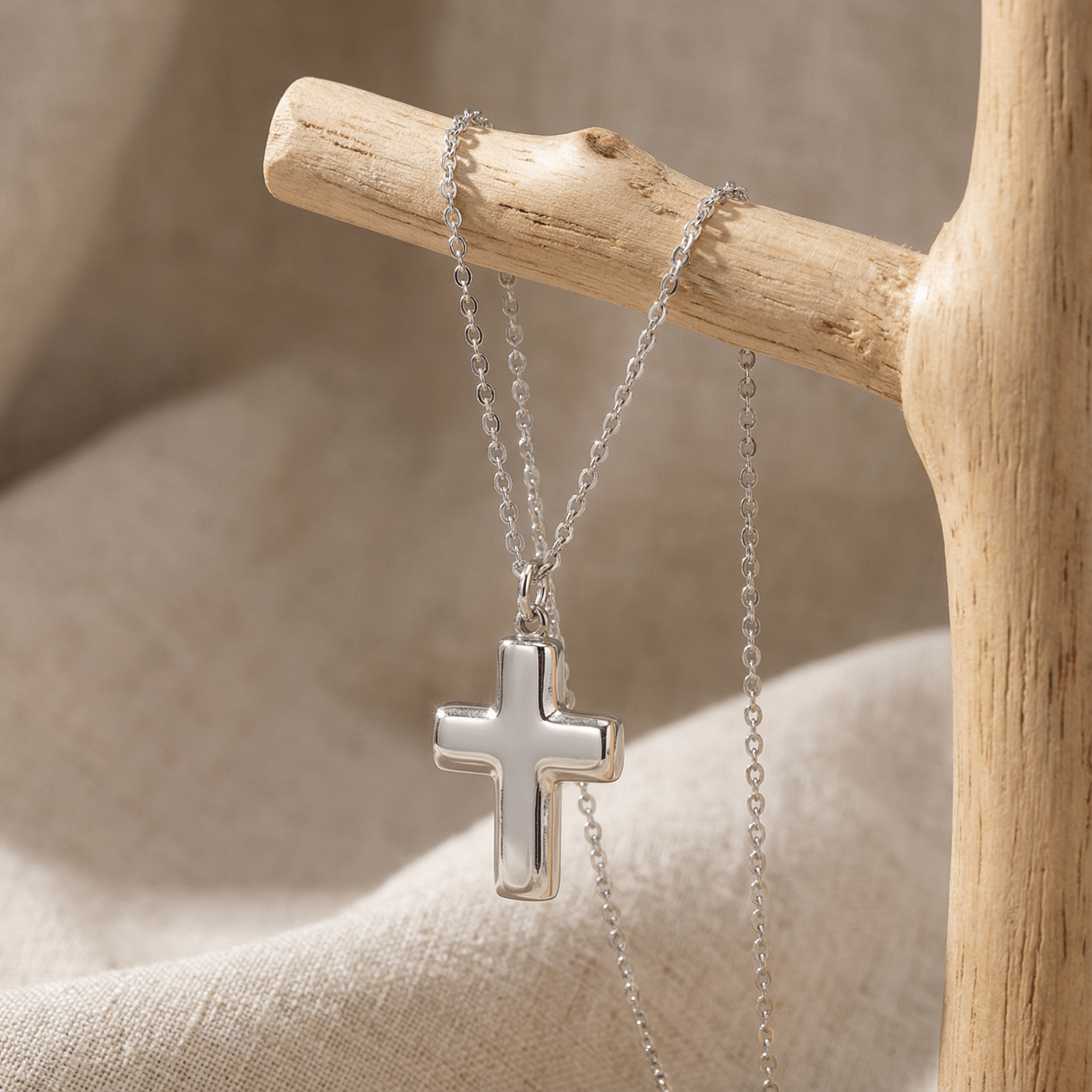 Cross Cremation Necklace | Silver