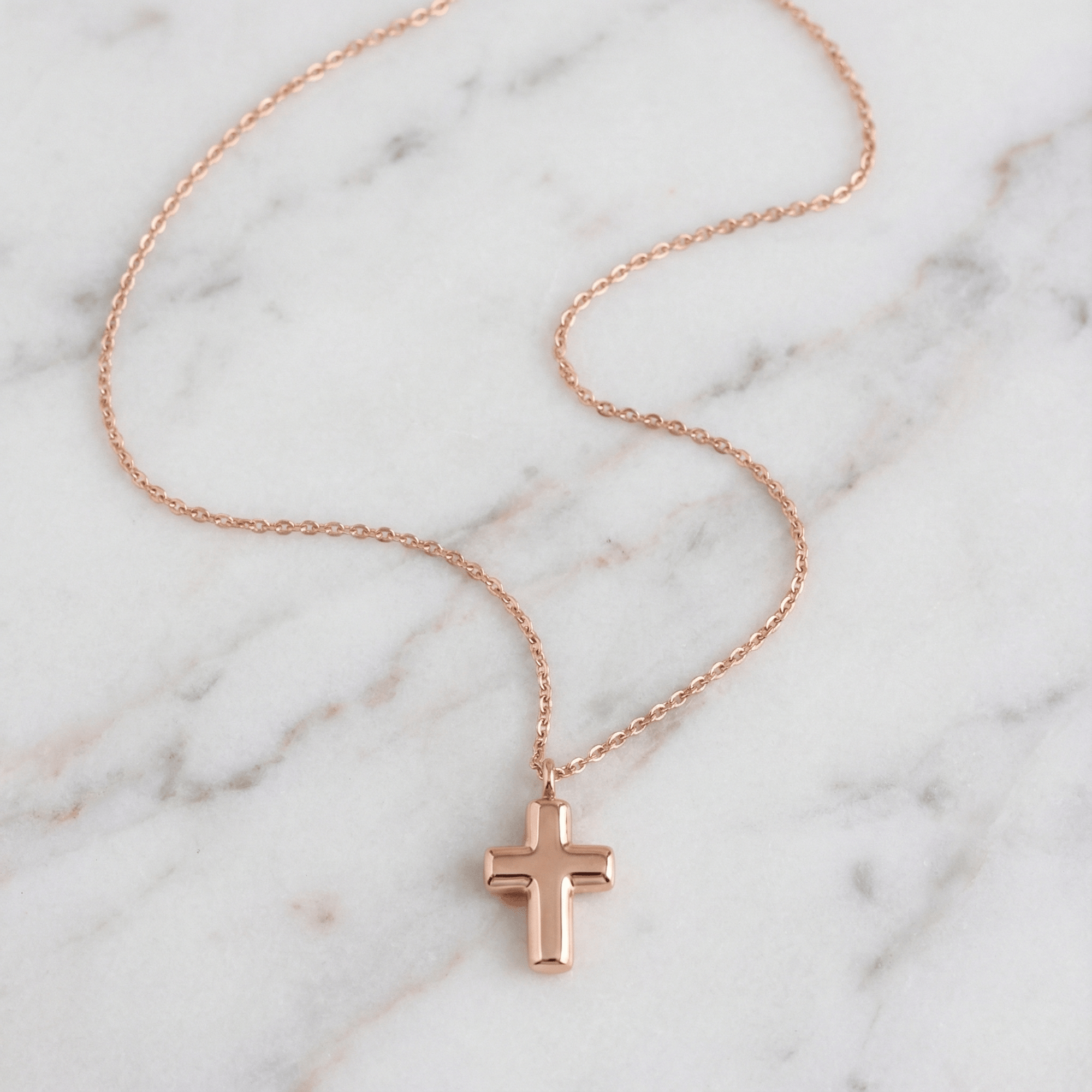 Cross Cremation Necklace | Rose Gold