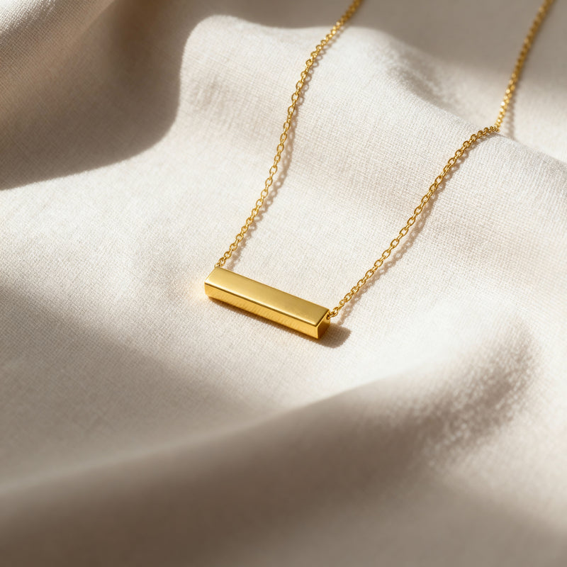Serenity Bar Cremation Necklace | Gold